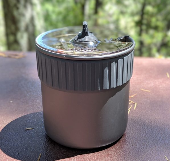 MSR PocketRocket 2 Mini Stove Kit and 0.75 liter MSR aluminum pot. 
