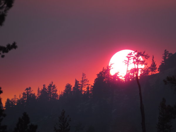 Brilliant sunset, enhanced by the smoke in the air from the wildfires (Photo: Chase Hovden)