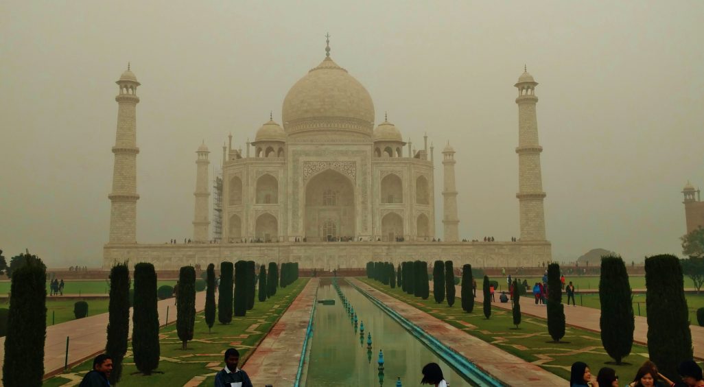 Taj Mahal in Agra, through the fog