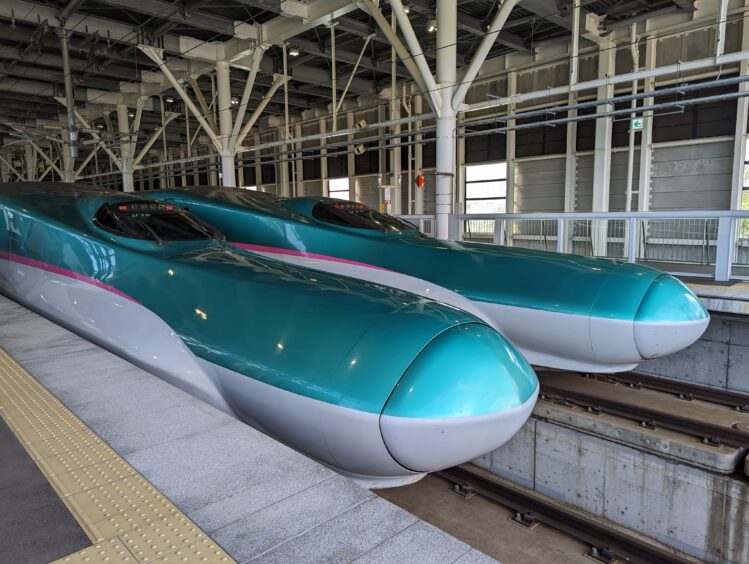 Two Shinkansen trains