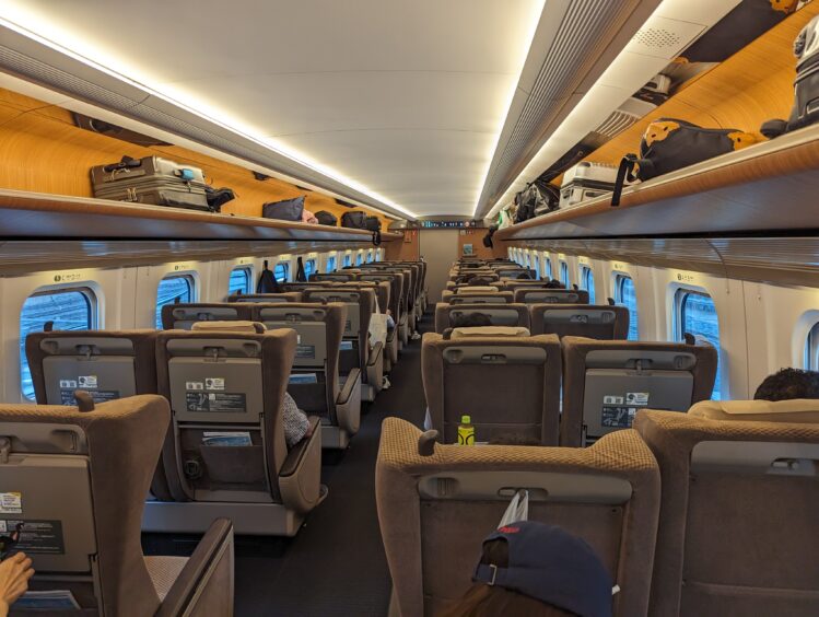 Seats inside train