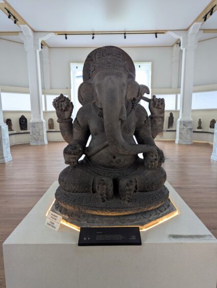 Carved stone statue of Ganesh. 