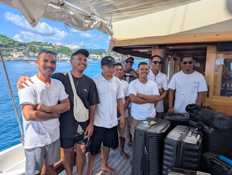 Group of eight Indonesian men comprising the crew of the Samara 1